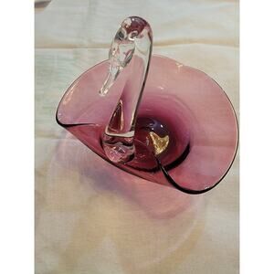 Cranberry Glass Swan Dish